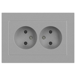Розетка 2-м СП Accent 6-204-03 16А IP20 250В 2P AL/CU алюм. Intro Б0063453