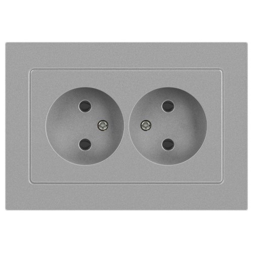 Розетка 2-м СП Accent 6-204-03 16А IP20 250В 2P AL/CU алюм. Intro Б0063453