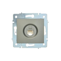 Розетка компьютерная 1-м СП ASTI IP20 RJ45 механизм Cat 5e платина. LEZARD 7081-3588-139