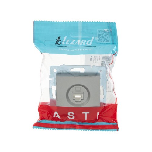 Розетка компьютерная 1-м СП ASTI IP20 RJ45 механизм Cat 5e платина. LEZARD 7081-3588-139