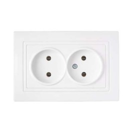 Розетка 2-м СП 16А IP20 без заземл. бел. Bylectrica РС16-343