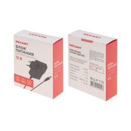 Источник питания 110-220В AC/12В DC 1А 12Вт с DC разъемом подключения 5.5х2.1 без влагозащ. IP23 Rex