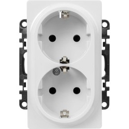 Розетка 2-м СП Valena Life 16А IP20 250В 2х2P+E защ. шторки безвинтов. клеммы с лицев. панелью механ