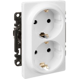 Розетка 2-м СП Valena Life 16А IP20 250В 2х2P+E защ. шторки безвинтов. клеммы с лицев. панелью механ