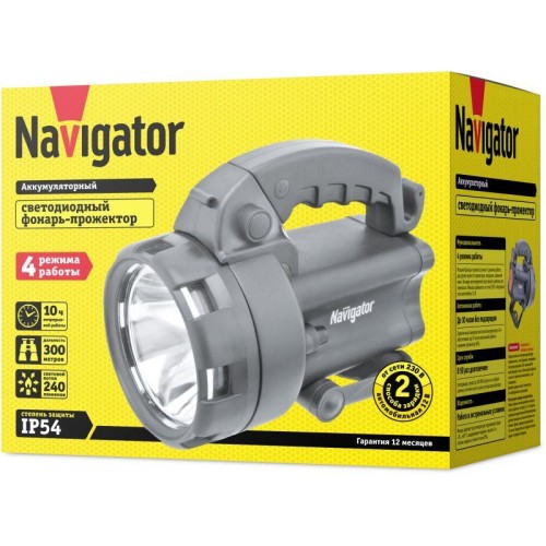 Фонарь-прожектор аккумуляторный 94 963 NPT-SP09-ACCU 1CREE 3Вт + 4LED аккум. 4В 4А.ч. NAVIGATOR 9496