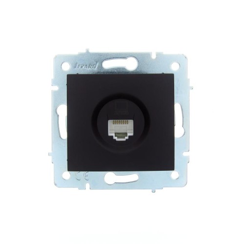 Розетка компьютерная 1-м СП ASTI IP20 RJ45 механизм Cat 5e черн. бархат LEZARD 7081-4288-139