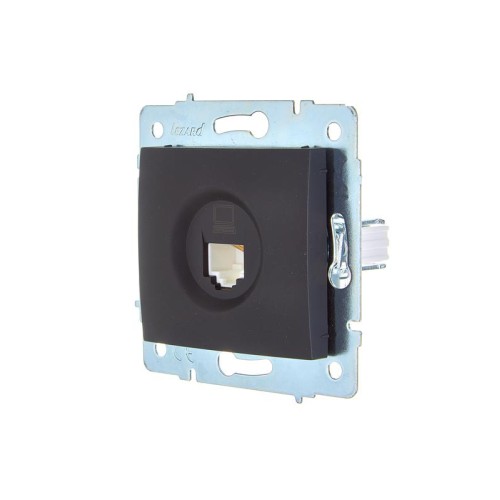 Розетка компьютерная 1-м СП ASTI IP20 RJ45 механизм Cat 5e черн. бархат LEZARD 7081-4288-139