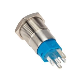 Кнопка антивандальная d16 250В без фикс. (5с) OFF-(ON)/ON-(OFF) плоская подсветка красн. power Rexan