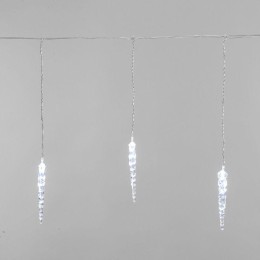 Гирлянда светодиодная "Айсикл" (бахрома) "Сосульки" 1.5х0.25м 10LED бел. 0.51Вт IP20 провод прозр. N