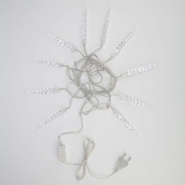 Гирлянда светодиодная "Айсикл" (бахрома) "Сосульки" 1.5х0.25м 10LED бел. 0.51Вт IP20 провод прозр. N