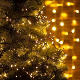 Гирлянда светодиодная "Кластер LED" 3м 288LED тепл. бел. 14Вт IP20 провод ПВХ темн. зел. Neon-Night