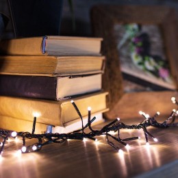 Гирлянда светодиодная "Кластер LED" 3м 288LED тепл. бел. 14Вт IP20 провод ПВХ темн. зел. Neon-Night