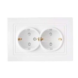 Розетка 2-м СП IP20 с заземл. защ. шторки бел. Bylectrica РС16-350