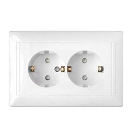 Розетка 2-м СП 16А IP20 с заземл. защ. шторки бел. Bylectrica РС16-351