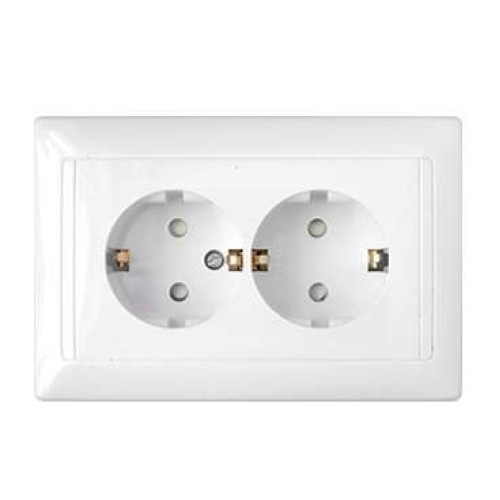 Розетка 2-м СП 16А IP20 с заземл. защ. шторки бел. Bylectrica РС16-351