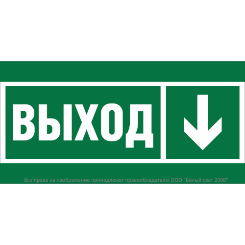 Знак безопасности BL-3015B.E29 "Направление к эвакуационному выходу вниз" Белый Свет a29218