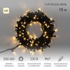 Гирлянда светодиодная "Нить" 10м 200LED тепл. бел. 18Вт 230В IP67 эффект мерцания провод каучук черн