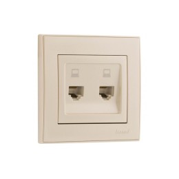 Розетка компьютерная 2-м СП Rain RJ45 жемчуж./бел. перламутр. LEZARD 703-3030-141