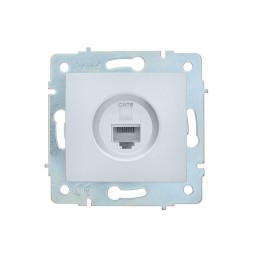 Розетка компьютерная 1-м СП ASTI IP20 RJ45 механизм Cat 6e жемчуж./бел. перламутр. LEZARD 7081-3088-