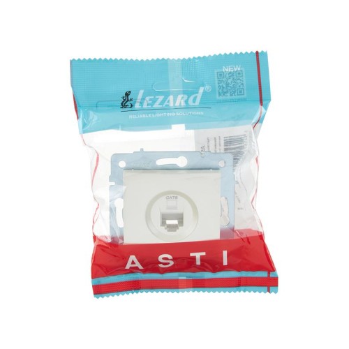 Розетка компьютерная 1-м СП ASTI IP20 RJ45 механизм Cat 6e жемчуж./бел. перламутр. LEZARD 7081-3088-