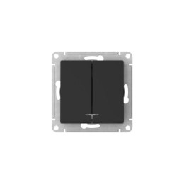 Выключатель 2-кл. AtlasDesign (сх. 5а) 10AX с подсветкой быстрозажим. клем. механизм карбон SE ATN00