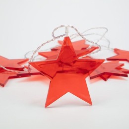 Гирлянда светодиодная "Звездопад" 2.25м 10LED красн. тепл. бел. 0.1Вт IP20 провод ПВХ прозр. элемент