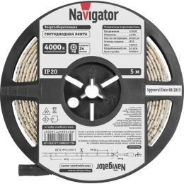 Лента светодиодная 71 400 NLS-3528W60-4.8 IP20 12B R5 4.8Вт/м (уп.5м) Navigator 71400
