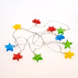 Гирлянда светодиодная "Звездочки" 1.5м 10LED мультиколор 0.1Вт IP20 провод ПВХ прозр. элементы питан
