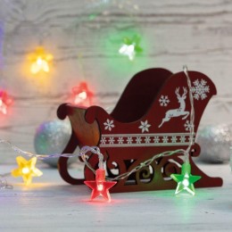 Гирлянда светодиодная "Звездочки" 1.5м 10LED мультиколор 0.1Вт IP20 провод ПВХ прозр. элементы питан