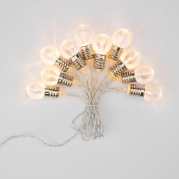 Гирлянда светодиодная "Лампочки" 1.5м 10LED тепл. бел. 0.1Вт IP20 провод ПВХ прозр. элементы питания