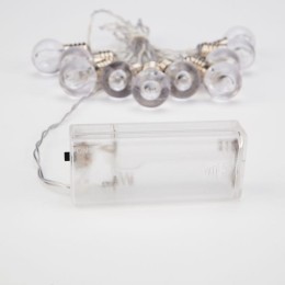 Гирлянда светодиодная "Лампочки" 1.5м 10LED тепл. бел. 0.1Вт IP20 провод ПВХ прозр. элементы питания