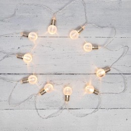 Гирлянда светодиодная "Лампочки" 1.5м 10LED тепл. бел. 0.1Вт IP20 провод ПВХ прозр. элементы питания