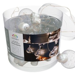 Гирлянда светодиодная "Ретро-лампы" 3м 100LED тепл. бел. 1.5Вт IP20 элементы питания 3хAA (не в комп