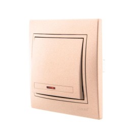 Выключатель 1-кл. СП Mira 10А IP20 с подсветкой со вставкой свет. корич. перламутр. LEZARD 701-3131-