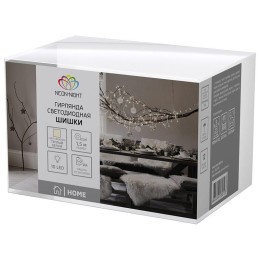 Гирлянда светодиодная "Шишки" 1.5м 10LED тепл. бел. 0.1Вт IP20 провод ПВХ прозр. элементы питания 2х