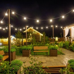 Гирлянда "Белт Лайт" 2жил. шаг 40см патроны E27 1320Вт IP65 влагостойкая провод черн. (уп.100м) Neon