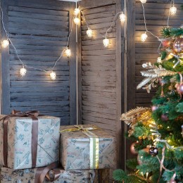 Гирлянда светодиодная "Шишки" 5м 30LED тепл. бел. 1.8Вт IP20 с контроллером 8 режимов провод ПВХ про