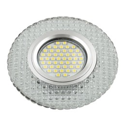 Светильник DLS-L135 GU5.3 GLASSY/CLEAR GU5.3 встраив. доп. светодиод. подсветка 3Вт без лампы стекло