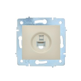 Розетка компьютерная 1-м СП ASTI IP20 RJ45 механизм Cat 6e крем. LEZARD 7081-0388-140