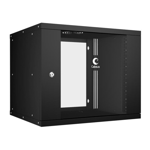 Шкаф телекоммуникационный настенный разборный LIGHT WSC-05D-9U55/45-BK 19дюйм 9U дверь стекло черн.