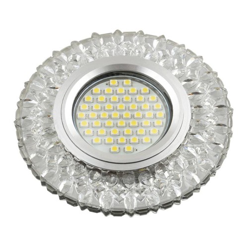 Светильник DLS-L138 GU5.3 GLASSY/CLEAR GU5.3 встраив. доп. светодиод. подсветка 3Вт без лампы стекло