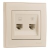 Розетка компьютерная + телефонная 2-м СП Rain RJ45 + RJ11 жемчуж./бел. перламутр. LEZARD 703-3030-14