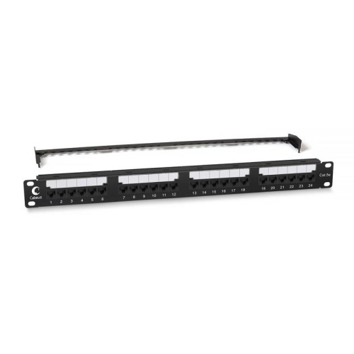 Патч-панель 19дюйм 1U 24 порта RJ45 кат.5E Dual IDC PL2-24-Cat.5e-Dual IDC с задн. кабельн. организа