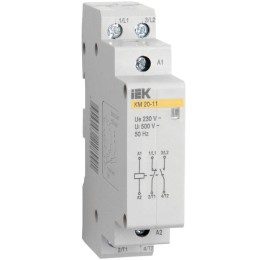Контактор модульный КМ20-20 20А/2п 2НО 220В AC/DC IEK MKK10-20-20