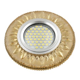 Светильник DLS-L141 GU5.3 GLASSY/GOLD GU5.3 встраив. доп. светодиод. подсветка 3Вт без лампы стекло