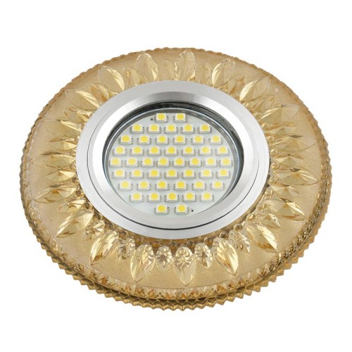 Светильник DLS-L141 GU5.3 GLASSY/GOLD GU5.3 встраив. доп. светодиод. подсветка 3Вт без лампы стекло