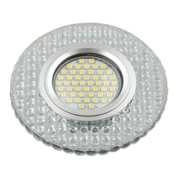 Светильник DLS-L143 GU5.3 GLASSY/CLEAR GU5.3 встраив. доп. светодиод. подсветка 3Вт без лампы стекло