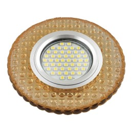 Светильник DLS-L143 GU5.3 GLASSY/GOLD GU5.3 встраив. доп. светодиод. подсветка 3Вт без лампы стекло