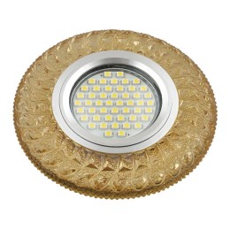 Светильник DLS-L144 GU5.3 GLASSY/GOLD GU5.3 встраив. доп. светодиод. подсветка 3Вт без лампы стекло