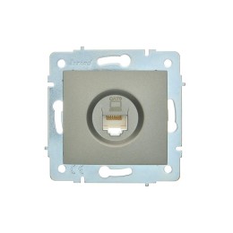 Розетка компьютерная 1-м СП ASTI IP20 RJ45 механизм Cat 6e платина. LEZARD 7081-3588-140